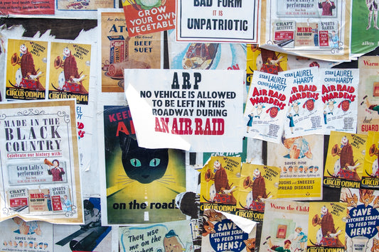 a wall full of posters